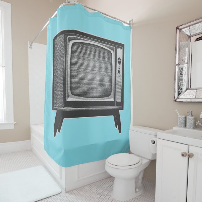 Pop Art Retro Television Set  Shower Curtain (In Situ)