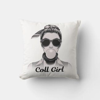 Pop Art Retro Woman Fashion Black and White Cushion