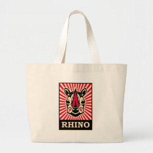 Pop Art Rhinoceros Large Tote Bag