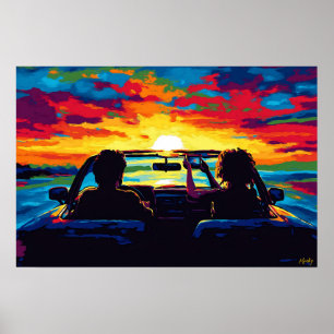 Pop Art Road Trip Sunset Wall Art – Adventure