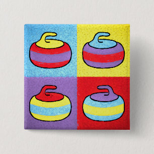 Pop Art Rocks Curling Design 15 Cm Square Badge