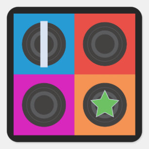 Pop Art Roller Derby Symbols Square Sticker
