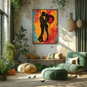 Pop Art Romance: Couple and Disk Ball Photo Print