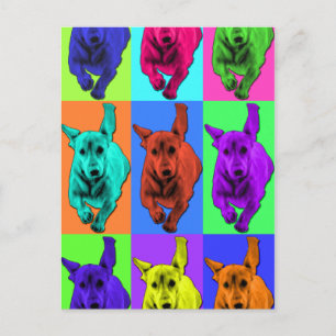 Pop Art Running Dachshund Ears Flapping Postcard