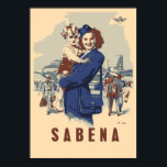 Pop art Sabena Ex Belgian Airlines Poster<br><div class="desc">Standard sizes available (in inch or cm), contact us. Own vector popart work in four colors inspired by a vintage postcard from Sabena, which was the national airline of Belgium from 1923 to 2001, until it went bankrupt. Note: this is a newly created work, not a reproduction. The font that...</div>