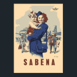 Pop art Sabena Ex Belgian Airlines Poster<br><div class="desc">Standard sizes available (in inch or cm), contact us. Own vector popart work in four colors inspired by a vintage postcard from Sabena, which was the national airline of Belgium from 1923 to 2001, until it went bankrupt. Note: this is a newly created work, not a reproduction. The font that...</div>