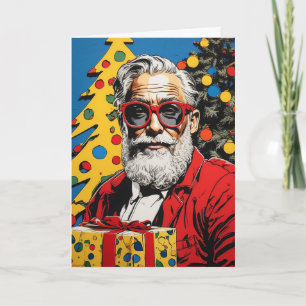 Pop Art Santa Card Custom Collage Christmas