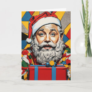 Pop Art Santa Card Custom Collage Christmas