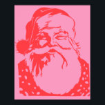 Pop art Santa pink red Poster<br><div class="desc">The bottom left design from our popular four Santa popart poster design.</div>