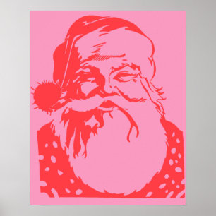 Pop art Santa pink red Poster