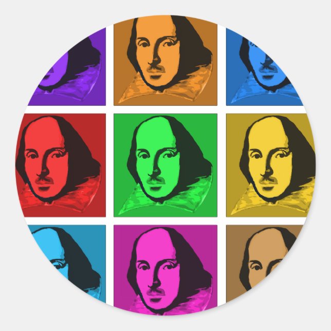 Pop Art Shakespeare Classic Round Sticker (Front)