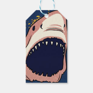 Pop Art Shark Jaw Halftone Comic Panel Gift Tags