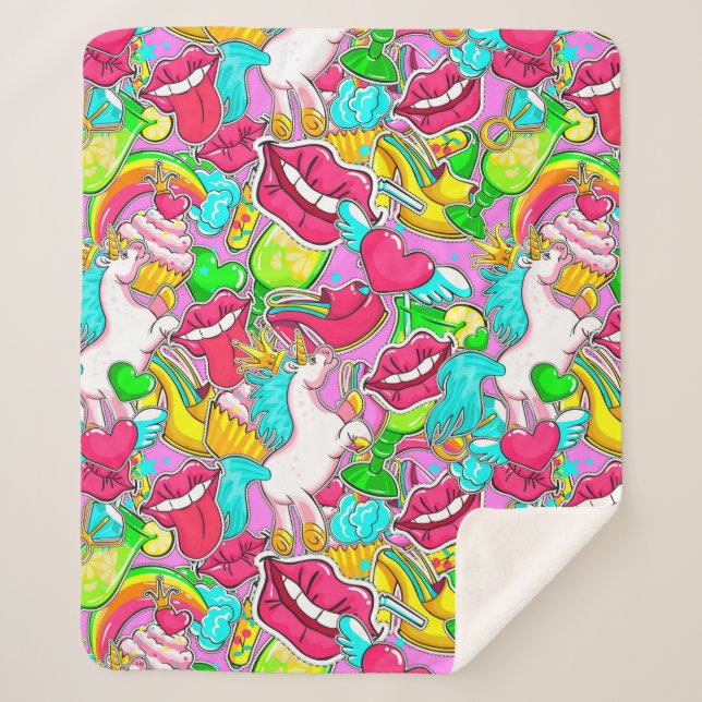 Pop Art Sherpa Blanket (Front)