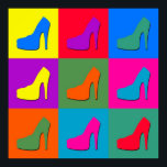 Pop art shoes poster<br><div class="desc">Illustration of high-heel shoes on colourful tiled background</div>