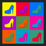 Pop art shoes poster<br><div class="desc">Illustration of high-heel shoes on colourful tiled background</div>