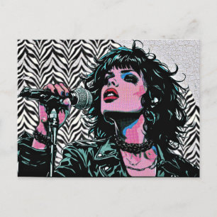 Pop Art Singer Halftone Punk Rocker Music Lovers  Postcard