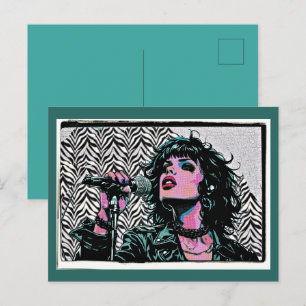 Pop Art Singer Halftone Punk Rocker Music Lovers Postcard