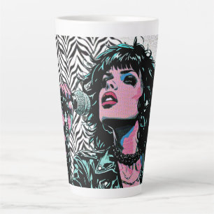 Pop Art Singer Teal Pink Musicians Music Lovers Latte Mug