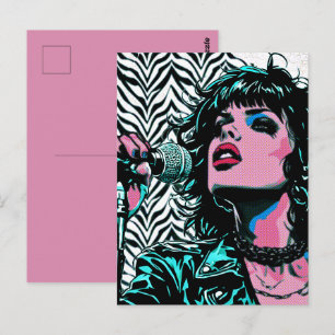 Pop Art Singer Teal Pink Musicians Music Lovers Postcard