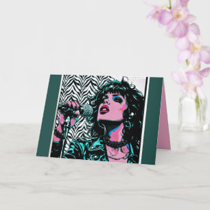 Pop Art Singer Teal Pink Punk Rocker Music Lovers Card