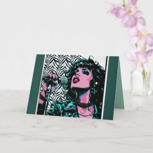 Pop Art Singer Teal Pink Punk Rocker Music Lovers Card