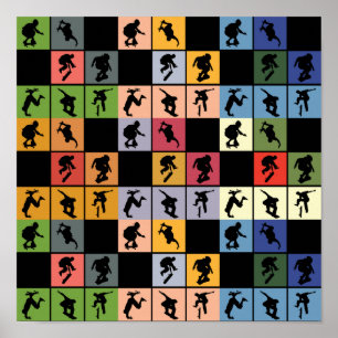 Pop Art Skateboarders Collage Poster