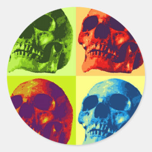Pop Art Skull Classic Round Sticker