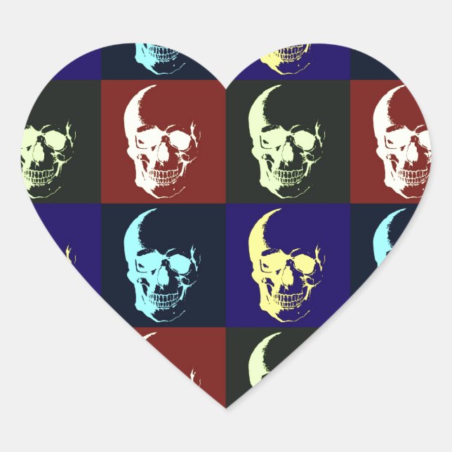 Pop Art Skull Heart Sticker (Front)