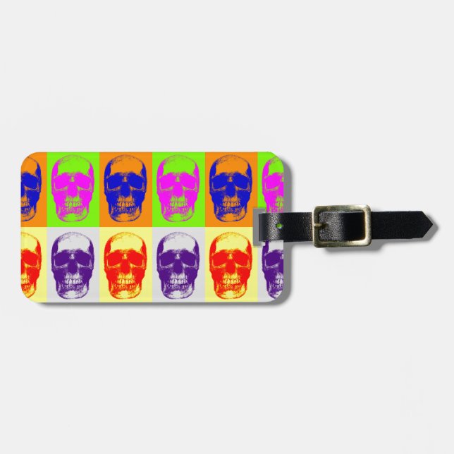 Pop Art Skull Luggage Tag (Front Horizontal)