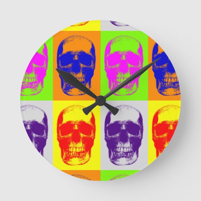 Pop Art Skull Round Clock (Front)