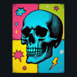 Pop Art Skull with Neon Halftone Dots Poster<br><div class="desc">Bring an edgy, modern, and artistic vibe to your space with this stunning Pop Art Skull poster. This isn't just a picture; it's a bold fusion of classic symbolism and vibrant contemporary art. The design features a stylised human skull, meticulously rendered with thick black outlines and a dynamic colour palette....</div>