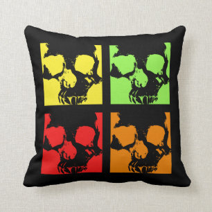 Pop art skulls punk retro Halloween Cushion