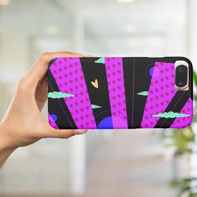 Pop Art Skyline Bright Purple Pink Stars  Case-Mate iPhone Case (Creator Uploaded)