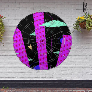 Pop Art Skyline Bright Purple Pink Stars  Dartboard