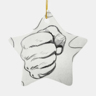 Pop Art Smash Punch Pencil Sketch Ceramic Ornament