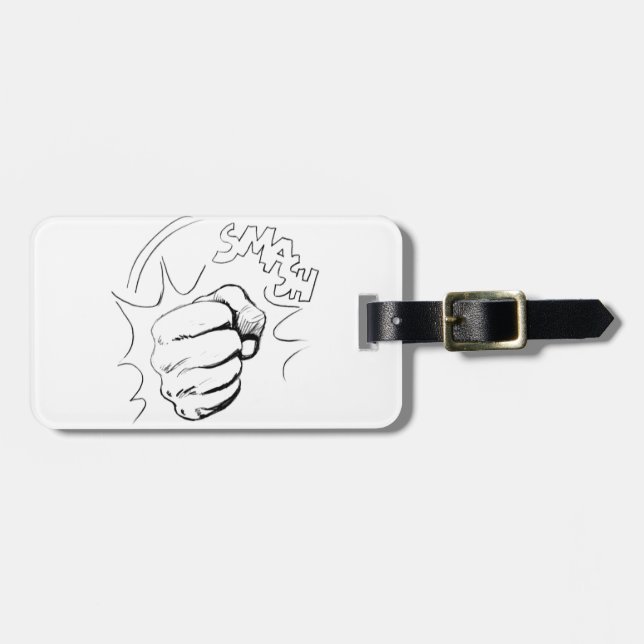 Pop Art Smash Punch Pencil Sketch Luggage Tag (Front Horizontal)