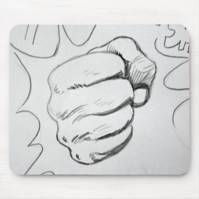 Pop Art Smash Punch Pencil Sketch Mouse Pad (Front)