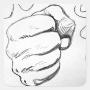 Pop Art Smash Punch Pencil Sketch Square Sticker