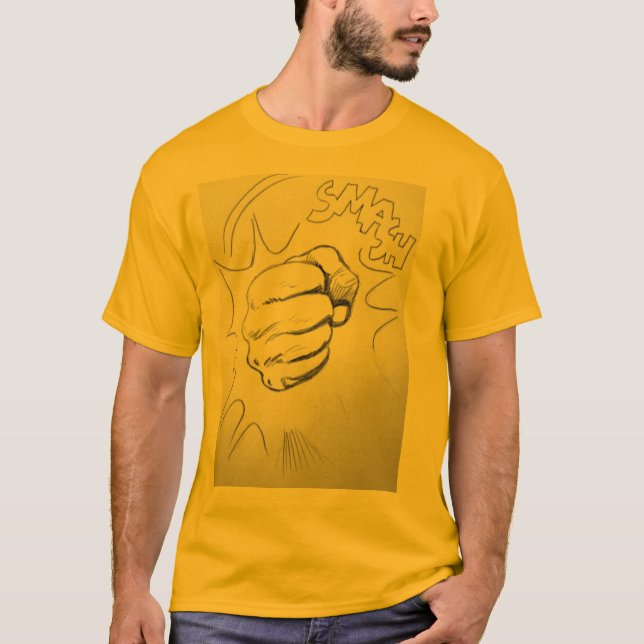 Pop Art Smash Punch Pencil Sketch T-shirt (Front)