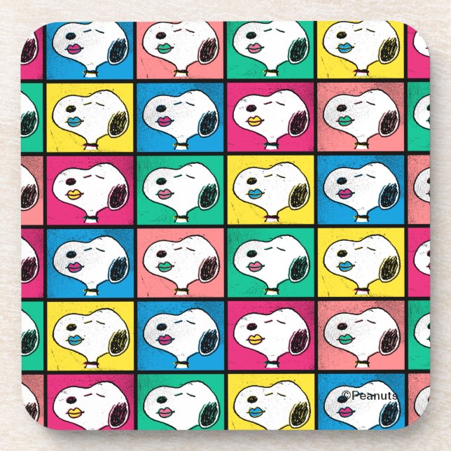 Pop Art Snoopy Lips | Mod for You Pattern Coaster (Front)