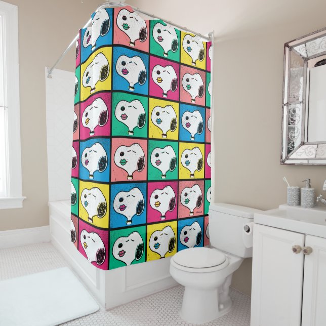 Pop Art Snoopy Lips | Mod for You Pattern Shower Curtain (In Situ)