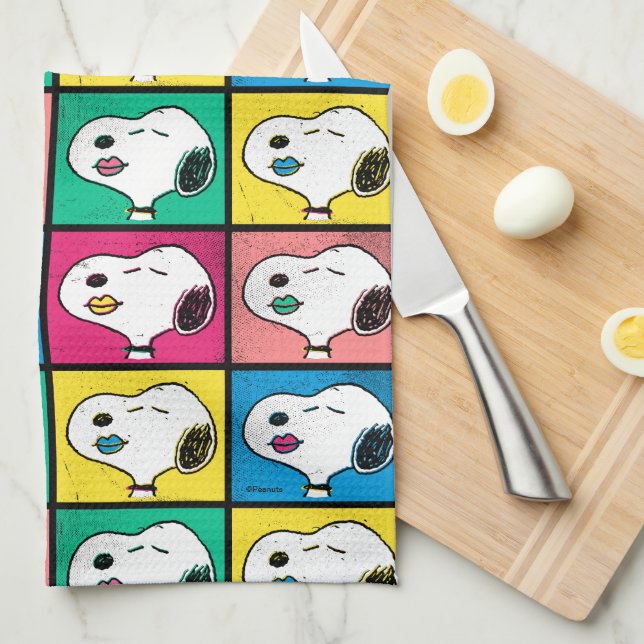 Pop Art Snoopy Lips | Mod for You Pattern Tea Towel (Quarter Fold)