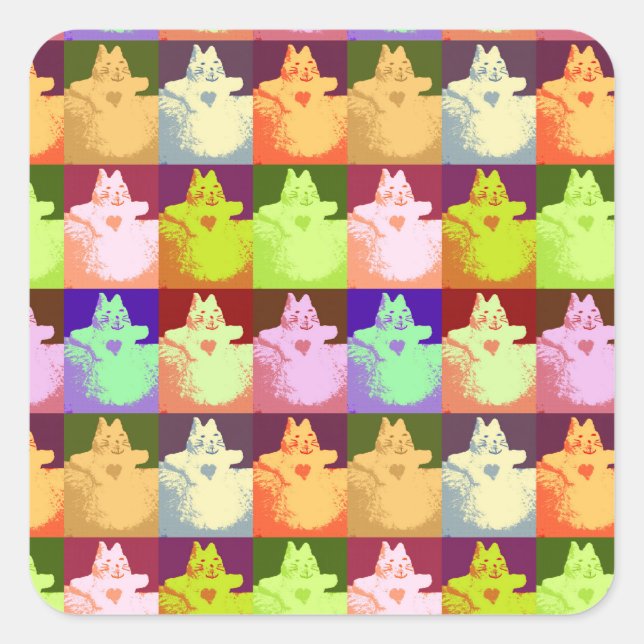Pop Art Snow Kitty Square Sticker (Front)