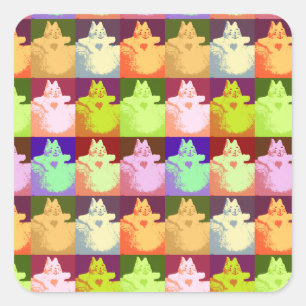 Pop Art Snow Kitty Square Sticker