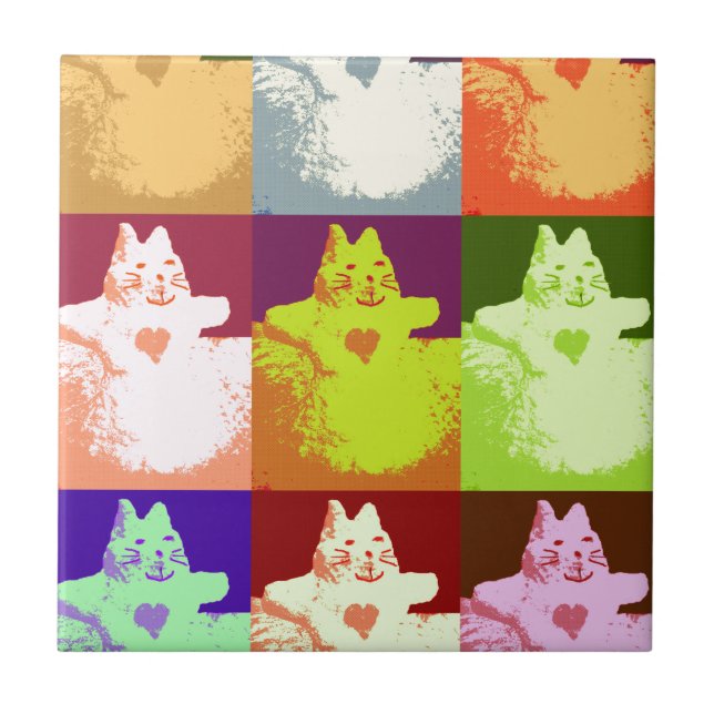 Pop Art Snow Kitty Tile (Front)