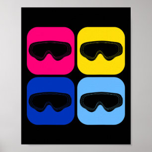 Pop Art Snowboard Goggles Snowboarding Snowboarder Poster
