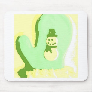 Pop Art Snowman Mitten Mouse Pad