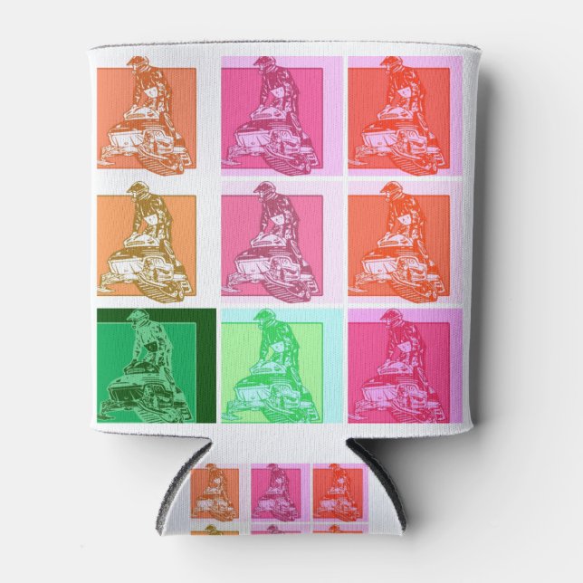 Pop Art Snowmobile Can Cooler (Front)