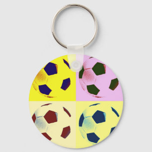 Pop Art Soccer Balls Key Ring