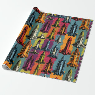 Pop Art Space Shuttle Pattern Wrapping Paper